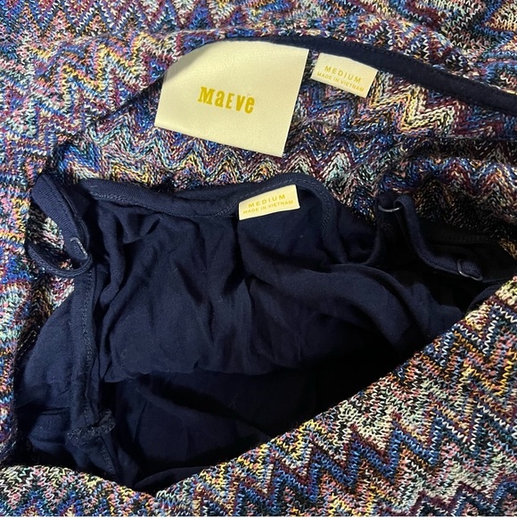 ANTHROPOLOGIE Maeve Westwater Knit Swing Dress Chevron Mini Size Medium - Picture 12 of 15